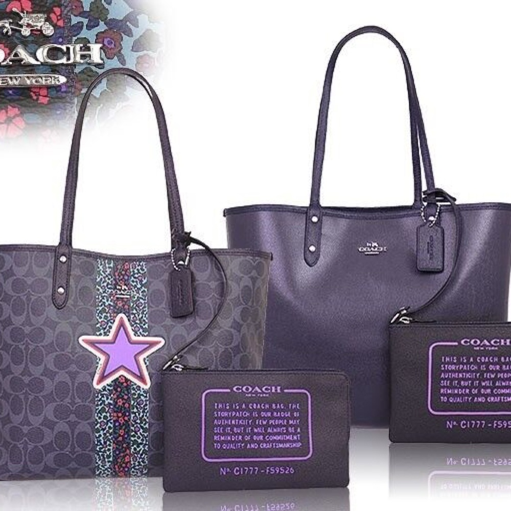 One Coach Reversible City Tote with wristlet